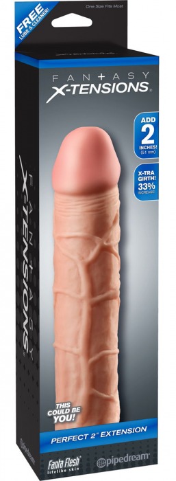 Телесная насадка Fantasy X-tensions Perfect 2  Extension - 20,3 см. - Pipedream - в Череповце купить с доставкой