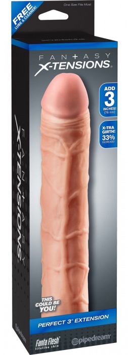 Телесная удлиняющая насадка Perfect 3 Extension - 22 см. - Pipedream - в Череповце купить с доставкой