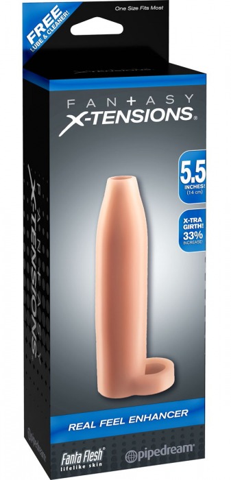Насадка-расширитель с кольцом для подхвата мошонки Real Feel Enhancer - 14 см. - Pipedream - в Череповце купить с доставкой