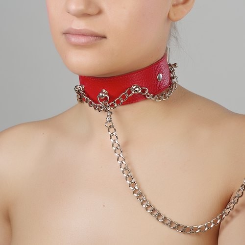 Красный ошейник из натуральной кожи - Sitabella - купить с доставкой в Череповце