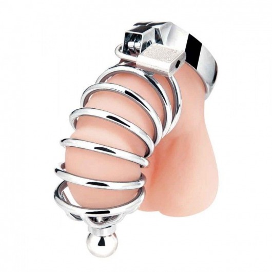 Серебристая клетка для члена Urethral Play Cage - BlueLine - купить с доставкой в Череповце