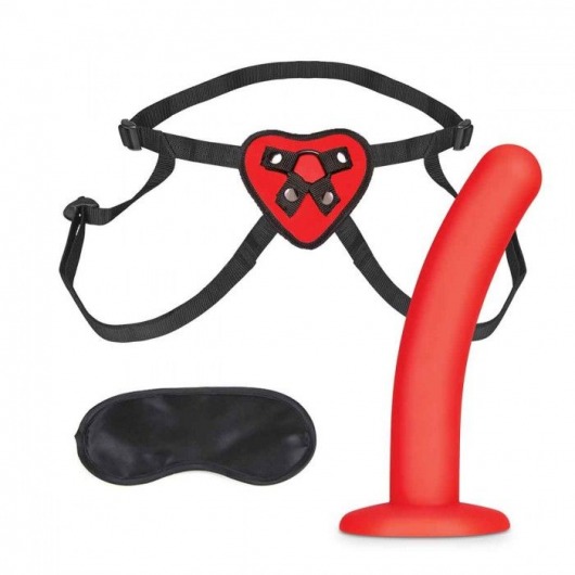 Красный поясной фаллоимитатор Red Heart Strap on Harness   5in Dildo Set - 12,25 см. - Lux Fetish - купить с доставкой в Череповце