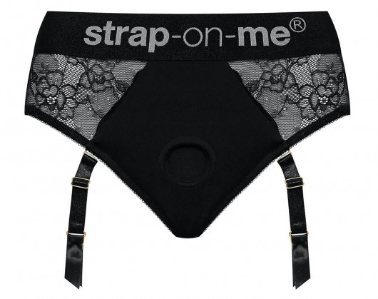 Черные трусики для насадок Diva Lingerie Harness - size S - Strap-on-me - купить с доставкой в Череповце