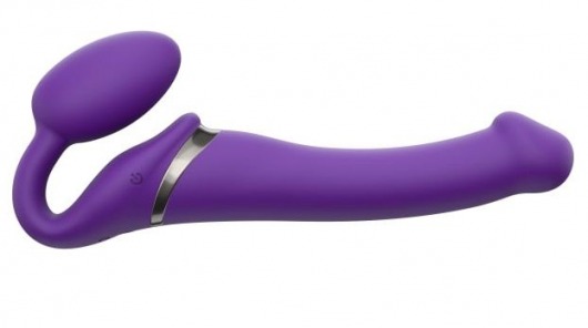 Фиолетовый безремневой вибрострапон Vibrating Bendable Strap-On - size L - Strap-on-me - купить с доставкой в Череповце