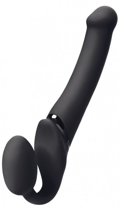 Черный безремневой вибрострапон Silicone Bendable Strap-On - size XL - Strap-on-me - купить с доставкой в Череповце