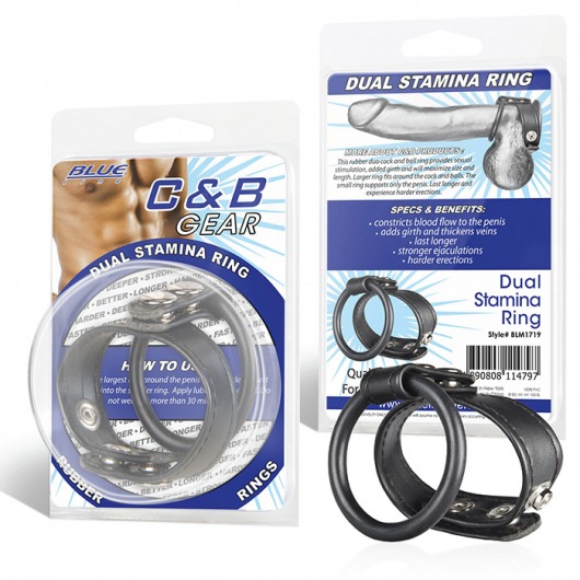 Двойное кольцо выносливости на пенис DUAL STAMINA RING - BlueLine - в Череповце купить с доставкой