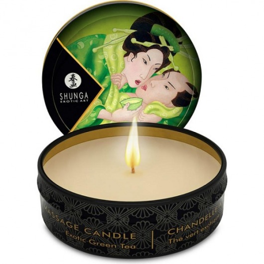 Массажная свеча Exotic Green Tea с ароматом зелёного чая - 30 мл. - Shunga - купить с доставкой в Череповце