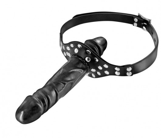 Черный кляп-фаллоимитатор Double Penis Gag - Fetish Tentation - купить с доставкой в Череповце