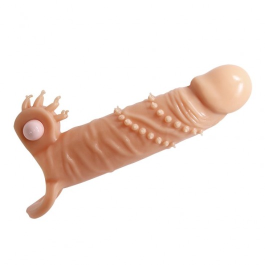 Телесная удлиняющая вибронасадка Penis Sleeve Connor - 17 см. - Baile - в Череповце купить с доставкой