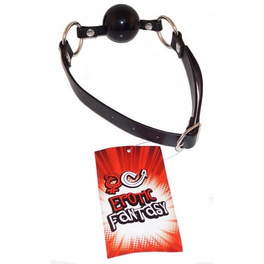 Силиконовый черный кляп-шарик на ремне Black Ballgag - Erotic Fantasy - купить с доставкой в Череповце