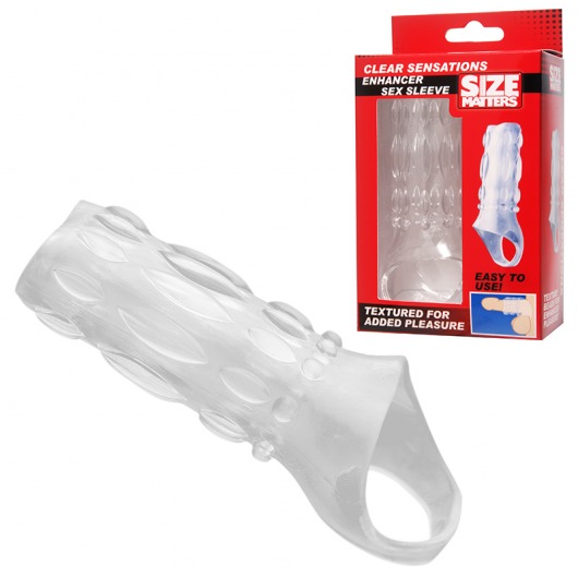 Насадка на пенис с кольцом для мошонки Clear Sensations Enhancer Sex Sleeve - 11,5 см. - XR Brands - в Череповце купить с доставкой