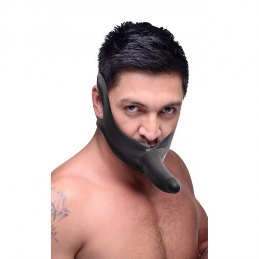 Черный кляп-страпон Masters Mini Face Fuck Strap-On - 14 см. - XR Brands - купить с доставкой в Череповце