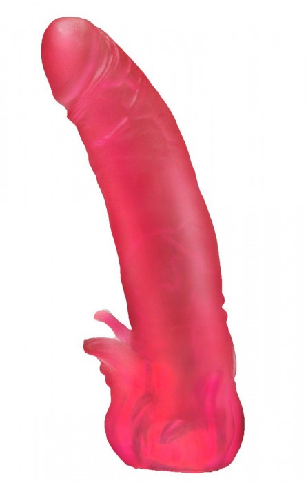 Розовая насадка для страпона с клиторальными лепестками - 18,5 см. - LOVETOY (А-Полимер) - купить с доставкой в Череповце