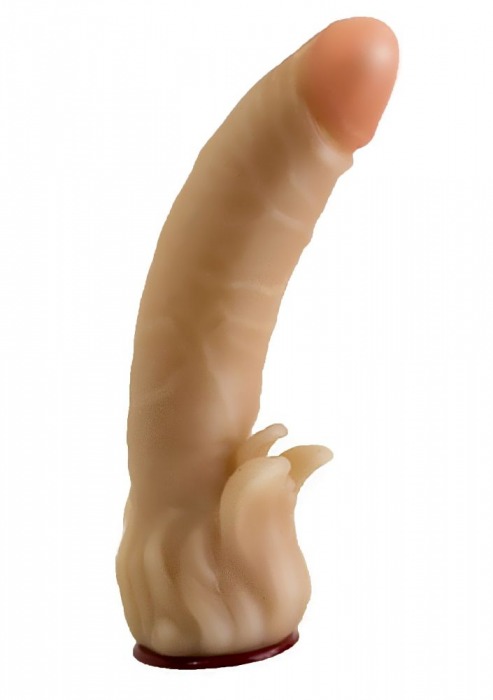 Телесная гелевая насадка-фаллос с клиторальными лепестками - 18,5 см. - LOVETOY (А-Полимер) - купить с доставкой в Череповце