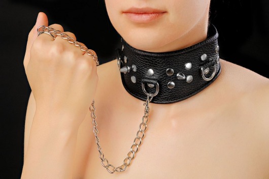 Чёрный ошейник из кожи - Sitabella - купить с доставкой в Череповце