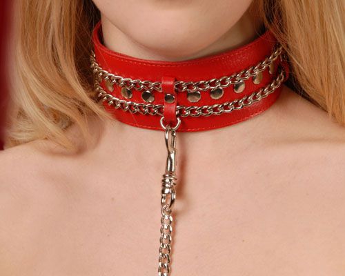 Красный ошейник с цепочками - Sitabella - купить с доставкой в Череповце