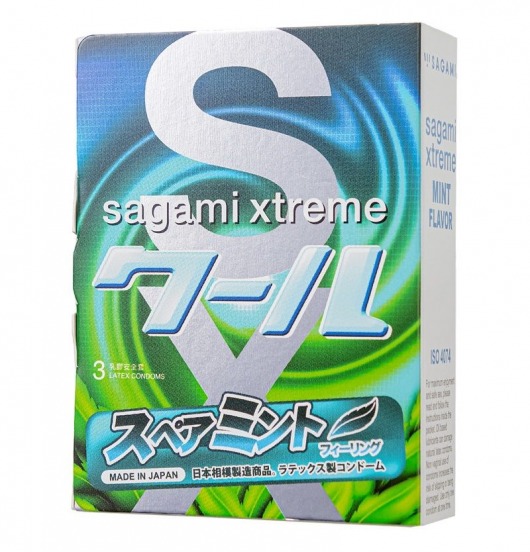 Презервативы Sagami Xtreme Mint с ароматом мяты - 3 шт. - Sagami - купить с доставкой в Череповце