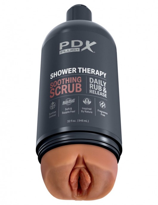 Мастурбатор-вагина цвета карамели Shower Therapy Soothing Scrub - Pipedream - в Череповце купить с доставкой