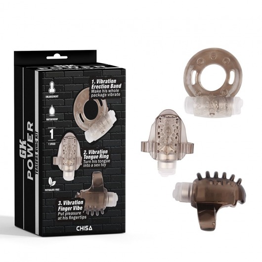 Набор из 3 дымчатых эрекционных колец с вибрацией Teasers Ring Kit - Chisa - в Череповце купить с доставкой