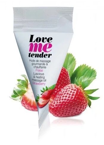 Съедобное согревающее массажное масло Love Me Tender Strawberry с ароматом клубники - 10 мл. - Love to Love - купить с доставкой в Череповце
