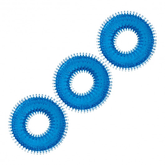 Комплект из трех голубых колец для эрекции 3-Pack Ultra-Stim Stretch Cock Rings - BlueLine - в Череповце купить с доставкой