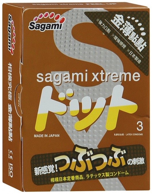 Презервативы Sagami Xtreme FEEL UP с точечной текстурой и линиями прилегания - 3 шт. - Sagami - купить с доставкой в Череповце