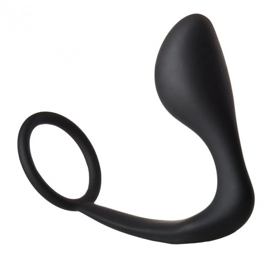 Черное эрекционное кольцо с анальной пробкой Anal Plug With Cockring - Dream Toys - в Череповце купить с доставкой