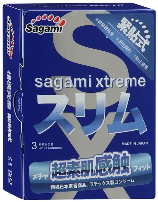 Розовые презервативы Sagami Xtreme FEEL FIT 3D - 3 шт. - Sagami - купить с доставкой в Череповце