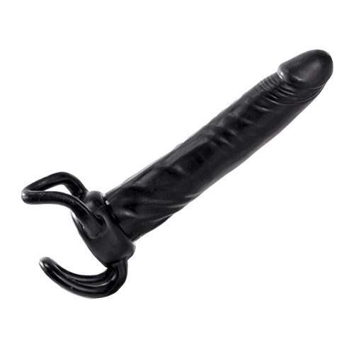 Чёрная насадка-фаллос для двойного проникновения INFLATABLE DILDO SLIM DONG  - 13,5 см. - Toyz4lovers - в Череповце купить с доставкой