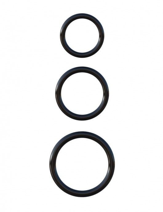 Набор из трех черных эрекционных колец Silicone 3-Ring Stamina Set - Pipedream - в Череповце купить с доставкой