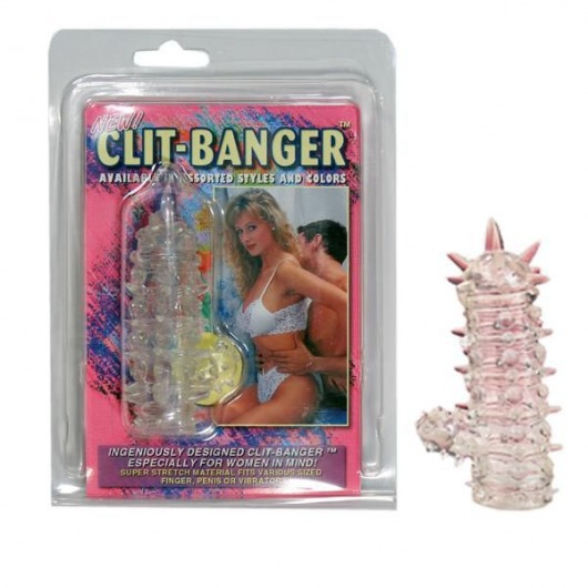 Прозрачная насадка с шипами и клиторальной шишечкой CLIT-BANGER SLEEVE IN CLEAR - Tonga - в Череповце купить с доставкой