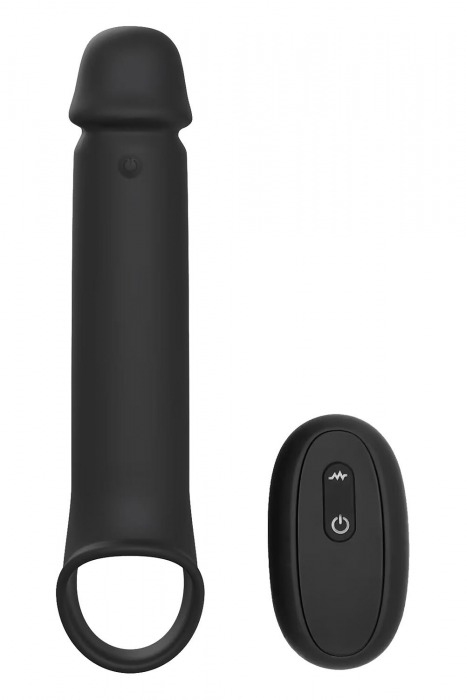 Черная насадка-удлинитель с вибрацией Vibrating Extender With Remote - Dream Toys - в Череповце купить с доставкой