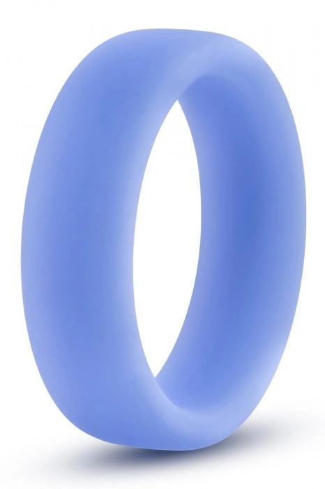 Голубое люминесцентное кольцо Silicone Glo Cock Ring - Blush Novelties - в Череповце купить с доставкой