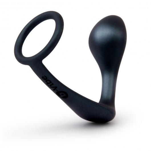 Черное эрекционное кольцо со стимулятором простаты Ringer Cock Ring   Plug - b-Vibe - в Череповце купить с доставкой