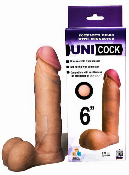 Насадка для страпона фаллической формы UNICOCK 6  - 18 см. - LOVETOY (А-Полимер) - купить с доставкой в Череповце