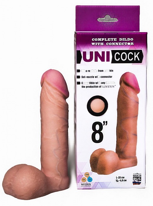 Фаллическая насадка для страпона UNICOCK 8  - 20 см. - LOVETOY (А-Полимер) - купить с доставкой в Череповце