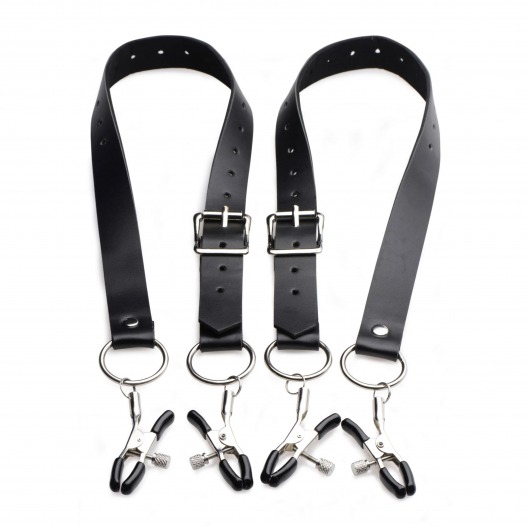 Ремни с зажимами для половых губ Spread Labia Spreader Straps with Clamps - XR Brands - купить с доставкой в Череповце