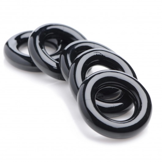 Комплект из 5 черных эрекционных колец для мошонки Ring Master Custom Ball Stretcher Kit - XR Brands - в Череповце купить с доставкой