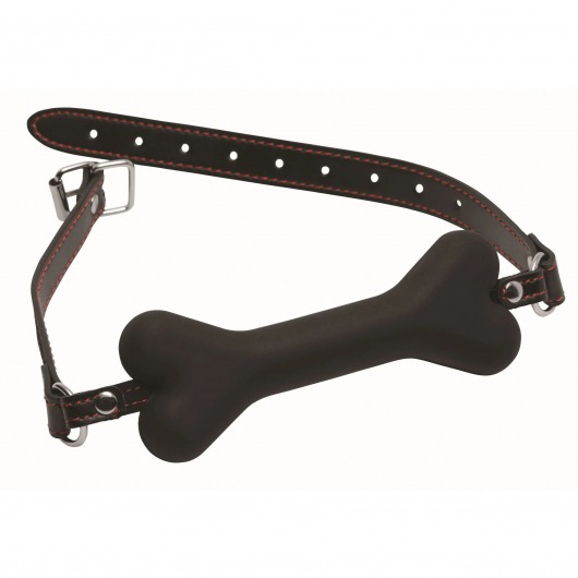 Черный кляп в форме косточки Hound Adjustable Dog Bone Gag - XR Brands - купить с доставкой в Череповце