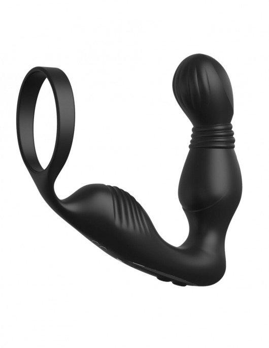 Черный вибростимулятор простаты с эрекционным кольцом Ass-Gasm Pro P-Spot Milker - Pipedream - в Череповце купить с доставкой