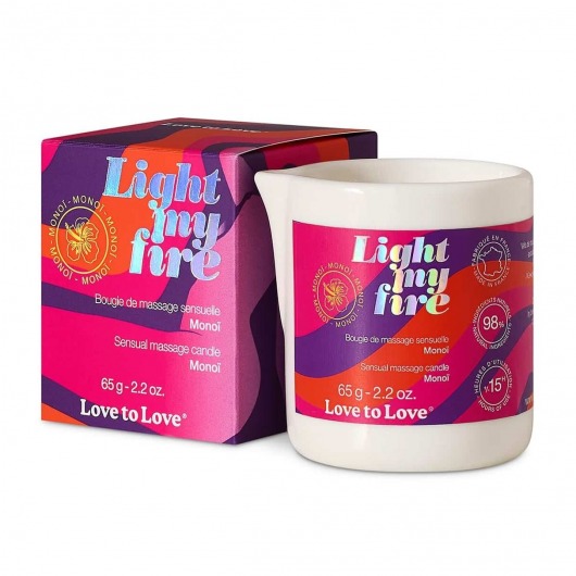 Массажная свеча Light My Fire с ароматом моной - 80 мл. - Love to Love - купить с доставкой в Череповце