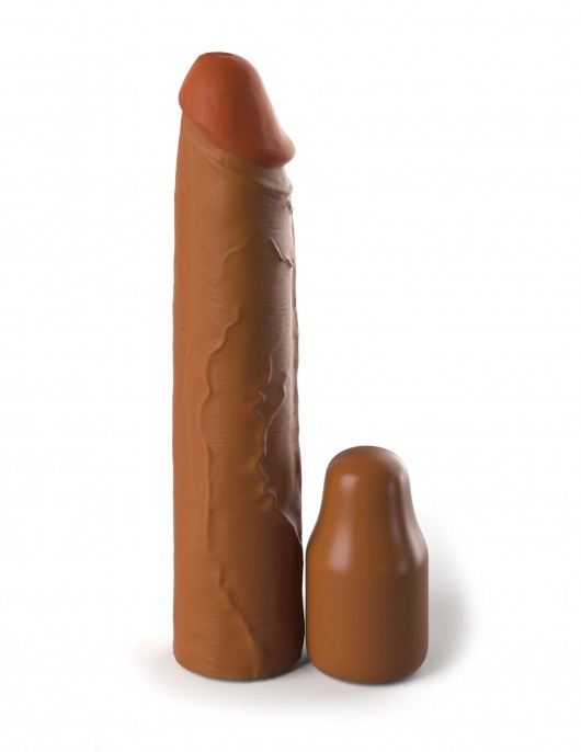 Коричневая насадка на член 2  Silicone X-tension - 20,3 см. - Pipedream - в Череповце купить с доставкой