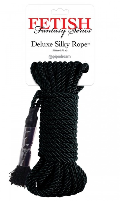 Черная веревка для фиксации Deluxe Silky Rope - 9,75 м. - Pipedream - купить с доставкой в Череповце