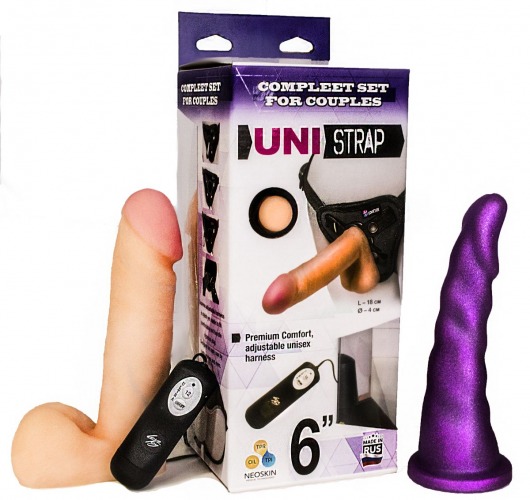 Вибрострапон с двумя насадками UniStrap - 18 и 18 см. - LOVETOY (А-Полимер) - купить с доставкой в Череповце