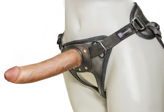 Насадка-фаллоимитатор на кожаных трусиках Harness Ultra Realistic 7  - 18 см. - LOVETOY (А-Полимер) - купить с доставкой в Череповце