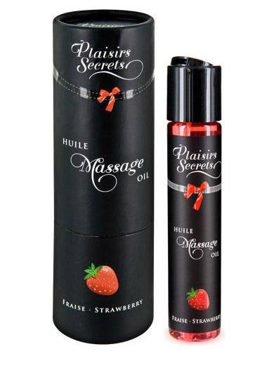 Массажное масло с ароматом клубники Huile de Massage Gourmande Fraise des Bois - 59 мл. - Plaisir Secret - купить с доставкой в Череповце