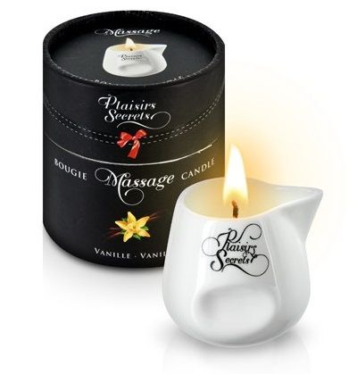 Массажная свеча с ароматом ванили Bougie Massage Gourmande Vanille - 80 мл. - Plaisir Secret - купить с доставкой в Череповце