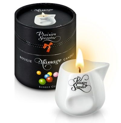 Массажная свеча с ароматом бубль-гума Bougie de Massage Gourmande Bubble Gum - 80 мл. - Plaisir Secret - купить с доставкой в Череповце