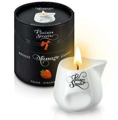 Массажная свеча с ароматом клубники Bougie de Massage Gourmande Fraise - 80 мл. - Plaisir Secret - купить с доставкой в Череповце