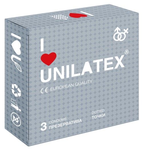 Презервативы с точками Unilatex Dotted - 3 шт. - Unilatex - купить с доставкой в Череповце